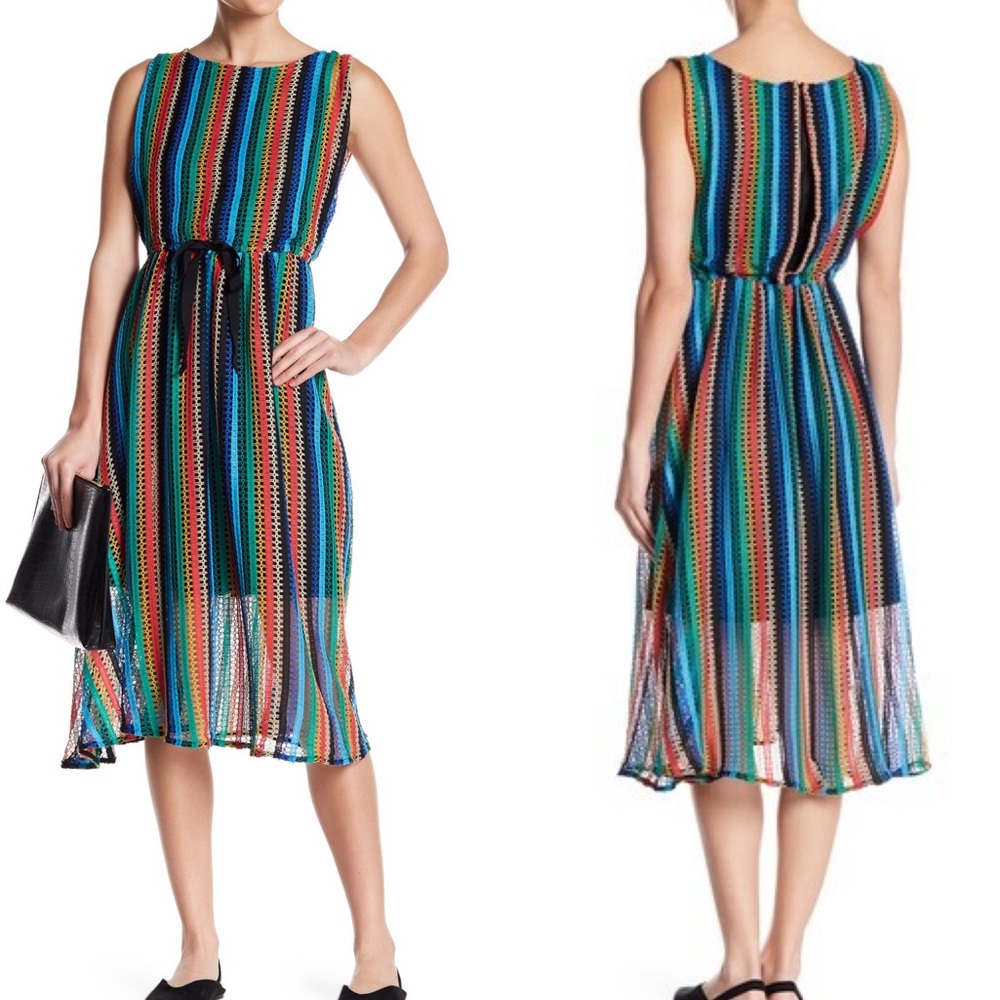 Eva Franco Multicolor Striped Midi Dress
